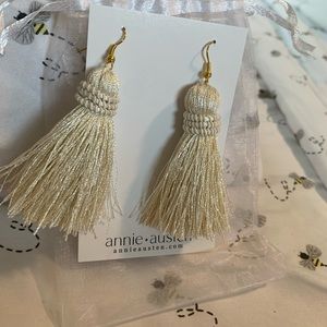 New white cord rope earrings
